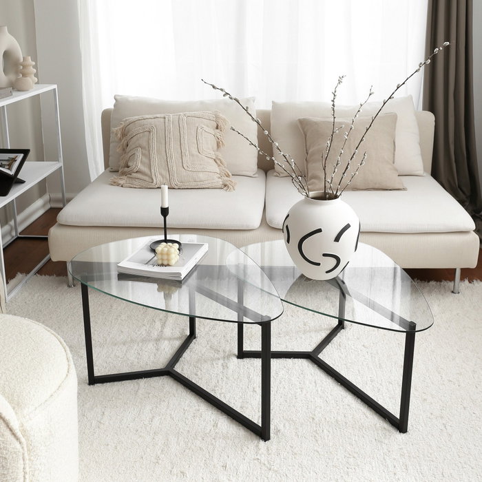 Hanah Home Bellisimo - Black Juego de Mesa de Centro